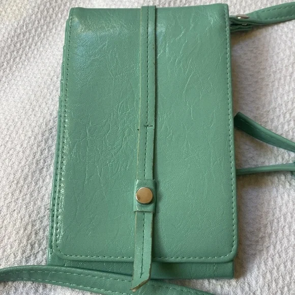 Tiffany blue. Cross body card holder - Picture 3 of 6